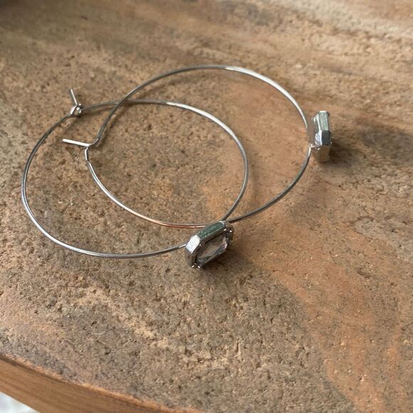 Rhinestone hoop earrings  - Picture 3 of 3